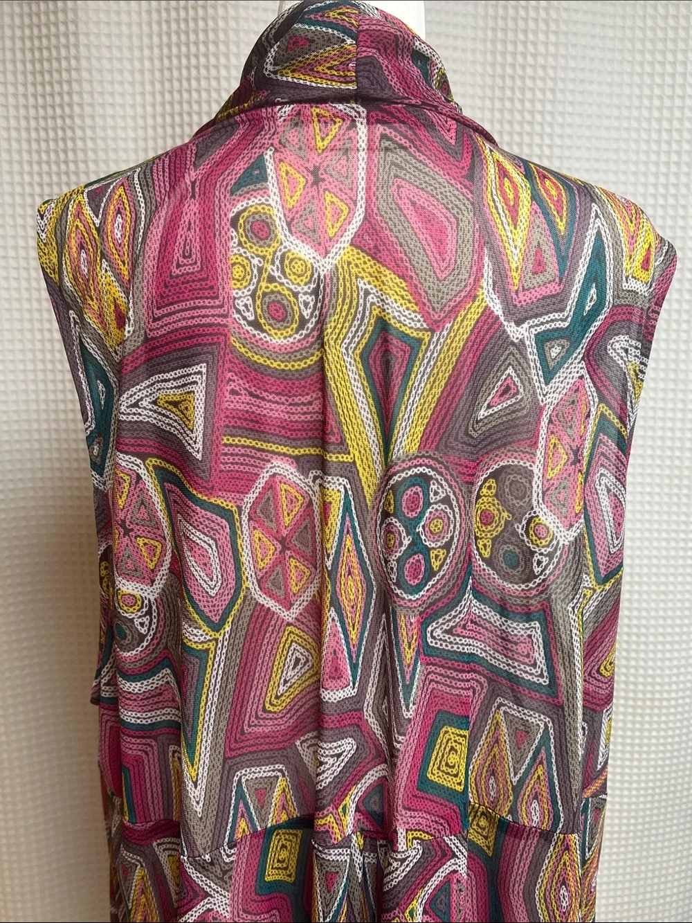 Susan Graver set of 3 open front sleeveless flowy chiffon colorful vests-1X